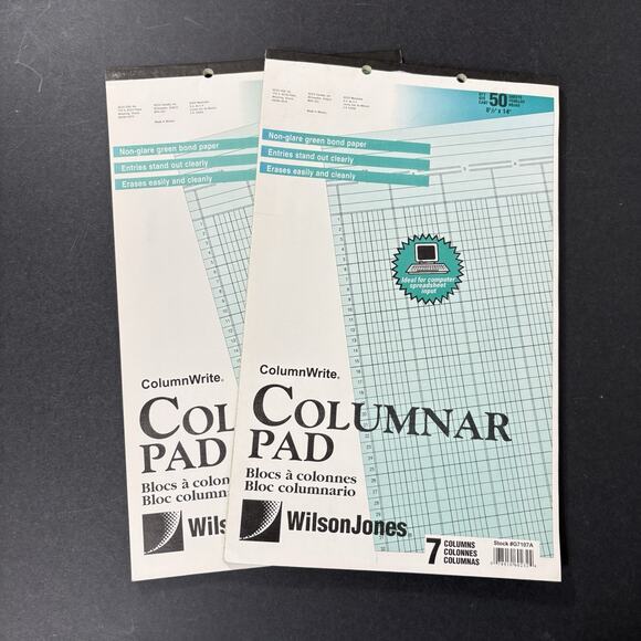 Wilson Jones | Office | Two Wilson Jones Columnar Pads 7 Columns 5 ...